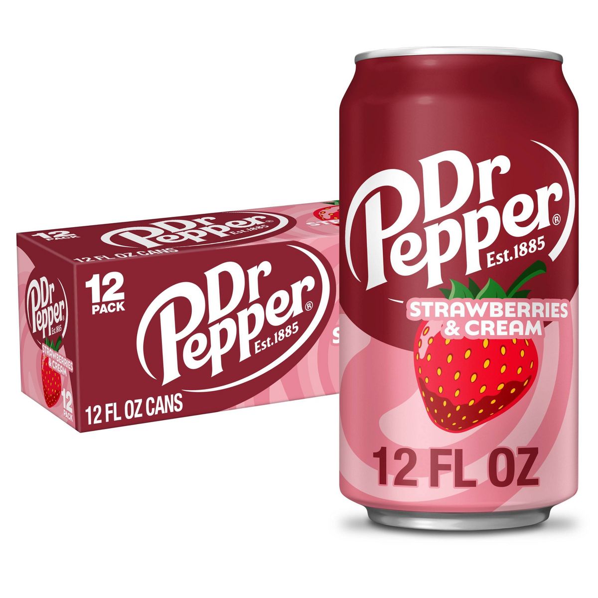 Dr Pepper Strawberries & Cream Soda - 12pk/12 fl oz Cans