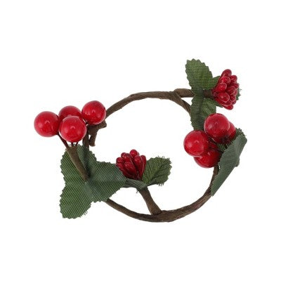 Unique Bargains Napkin Rings Simulated Garlands Plastic Red Green 1 Pc