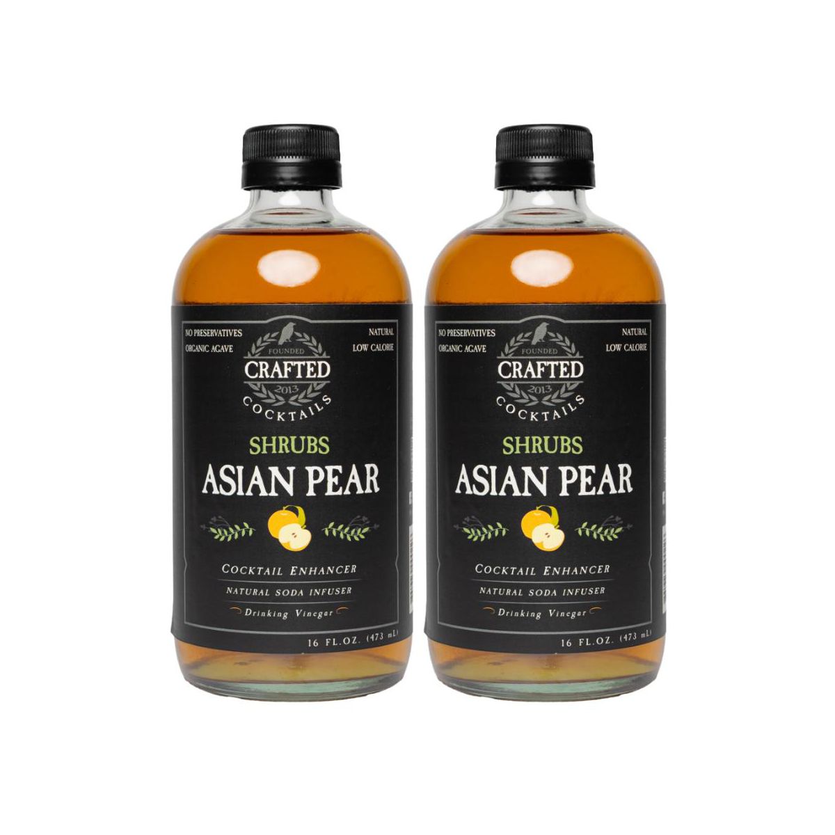 Crafted Cocktails Asian Pear Shrubs: 2 Pack : Use as cocktail enhancer, soda flavoring, or culinary ingredient