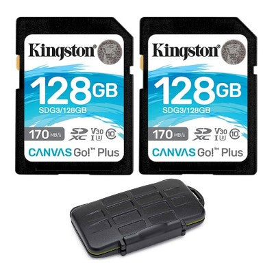 Kingston 128GB 170MB/s Read Memory Card (2-Pack), Koah Memory Card Storage Case