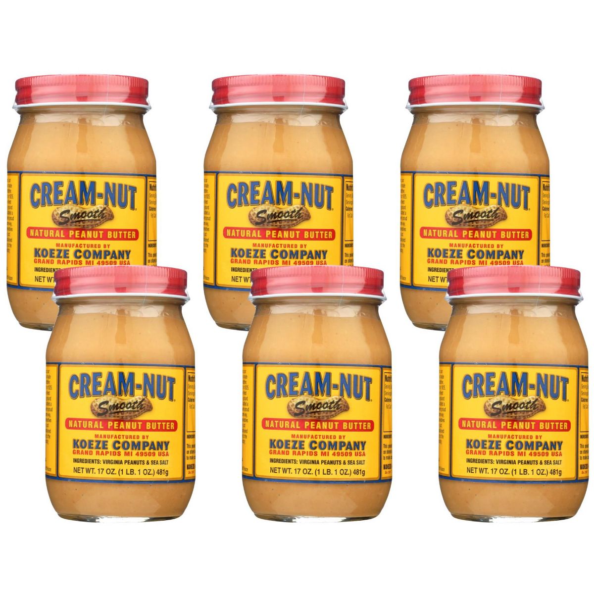 Cream Nut Natural Peanut Butter Smooth - Case of 6/17 oz