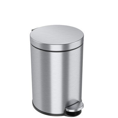 iTouchless Step Pedal Bathroom Trash Can with AbsorbX Odor Filter and Removable Inner Bucket 3 Gallon Round Stainless Steel