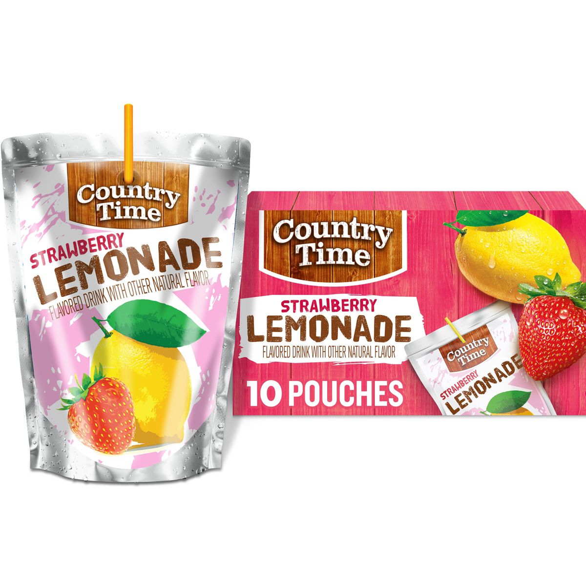Country Time Strawberry Lemonade Juice Boxes - 10pk/6 fl oz Pouches