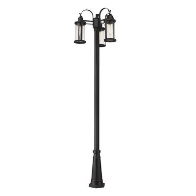 Z-Lite Roundhouse 3 - Light Post Light in Black
