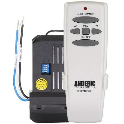 Anderic RR7079TKIT Universal 3 Speed Add-on Ceiling Fan Remote Control Kit for 3-Speed Fans