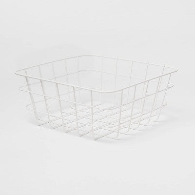 Small Wire Basket White - Brightroom: Powder-Coated Carbon Steel, Square Decorative Storage, 9.1"x9.1"x4"