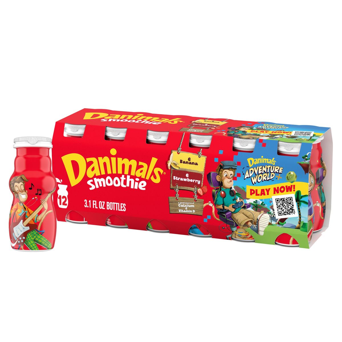 Danimals Strawberry & Banana Split Kids' Smoothies - 12ct/3.1 fl oz Bottles