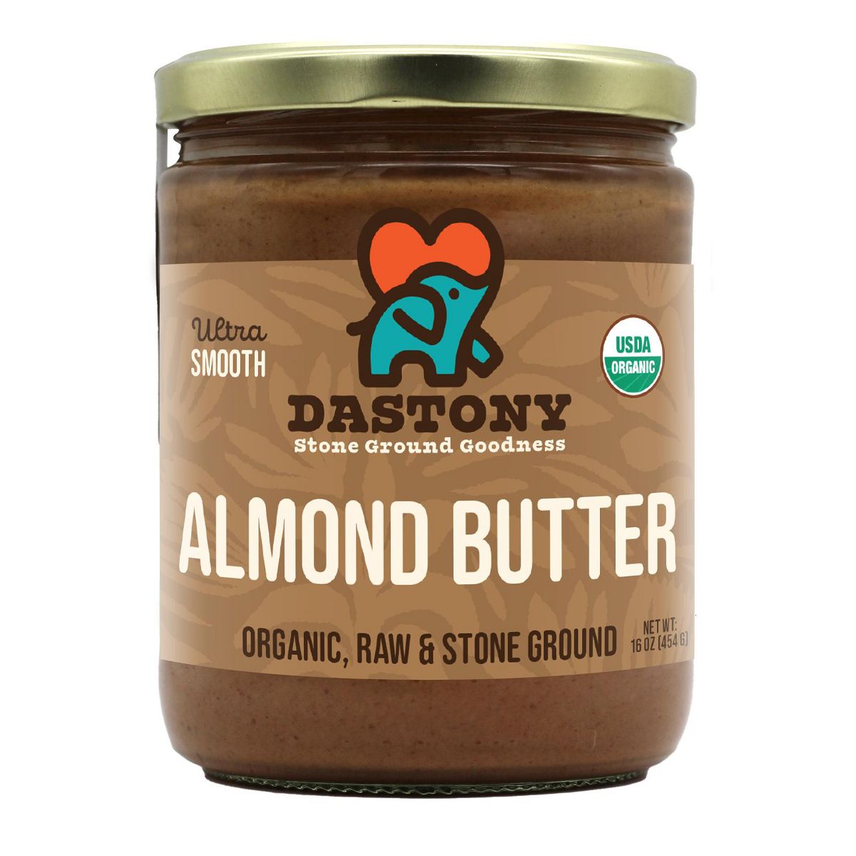 Dastony Organic Raw Almond Butter, 16 oz