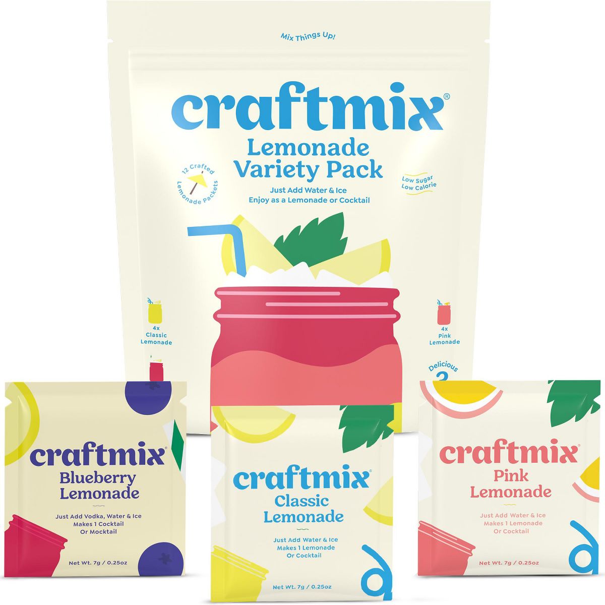 Craftmix 12 Pack Lemonade Variety Cocktail / Lemonade Mixer - Makes 12 Drinks