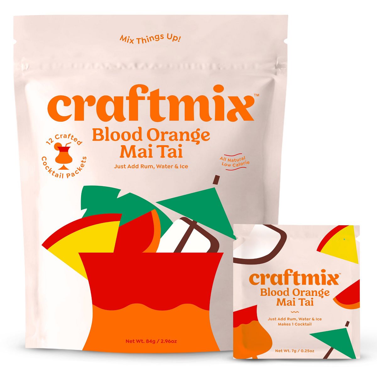 Craftmix 12 Pack Blood Orange Mai Tai Cocktail / Mocktail Mixer - Makes 12 Drinks