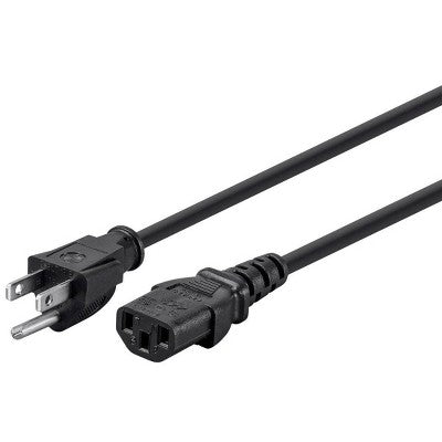 Monoprice 3-Prong Power Cord - 2 Feet - Black | NEMA 5-15P to IEC 60320 C13, 18AWG, 10A/1250W, 125V, Works With Most PCs, Monitors, Scanners, and