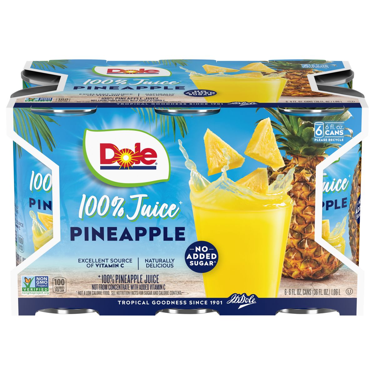Dole 100% Pineapple Juice - 6pk/6 fl oz Cans
