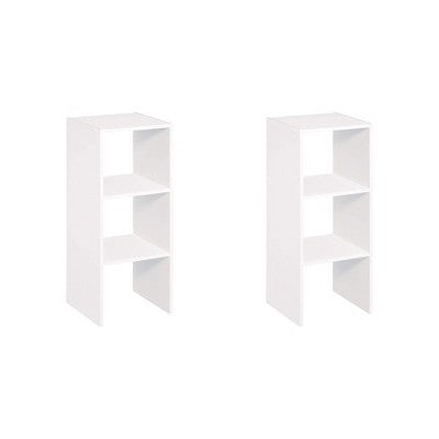 ClosetMaid 31 Inch 2 Cube White Decorative Home Stackable Standing Shelf Storage Organizer for Home, Office, and Garage, 2 Pack