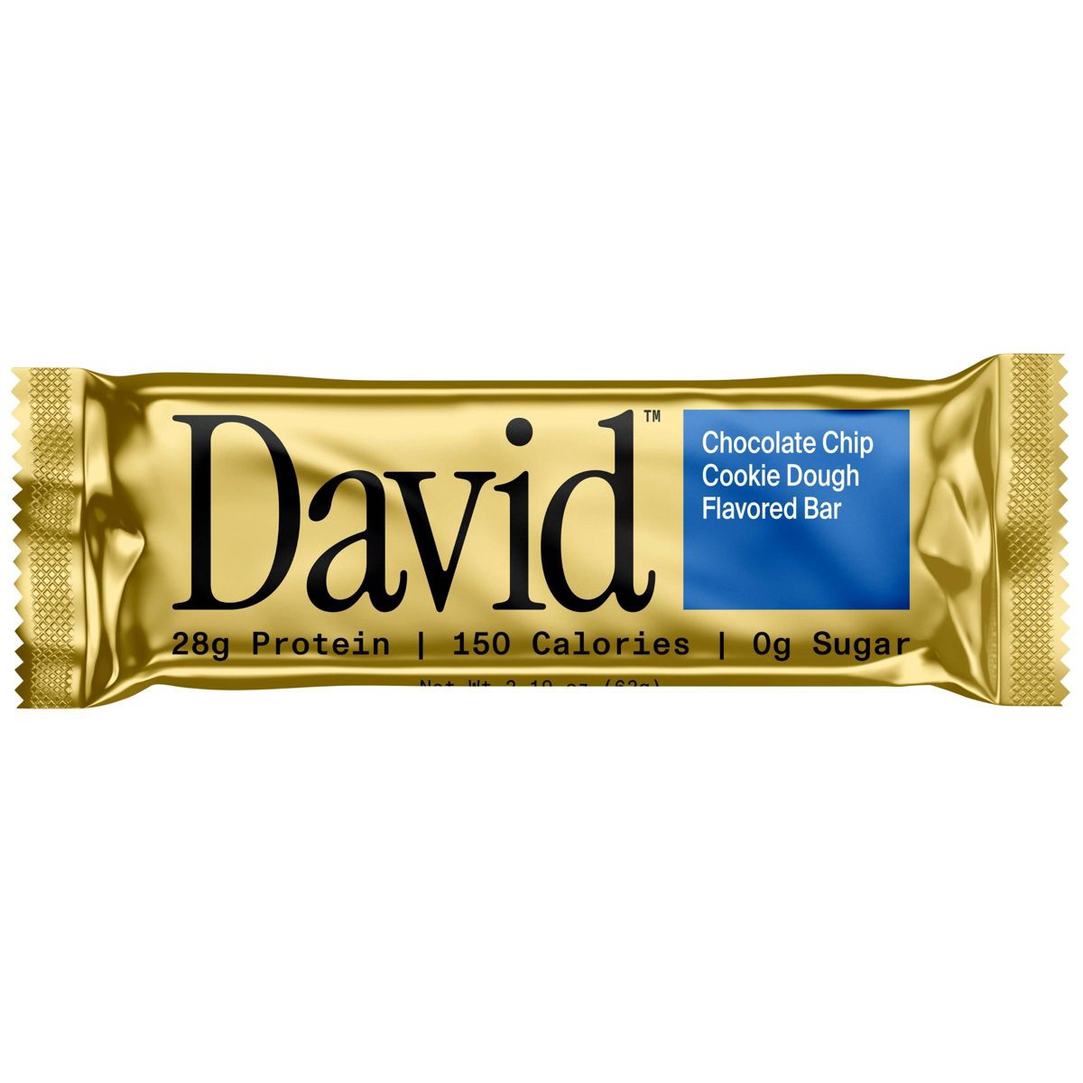 David Protein Bars with 28g Protein - Chocolate Chip Cookie Dough Flavor - 12ct