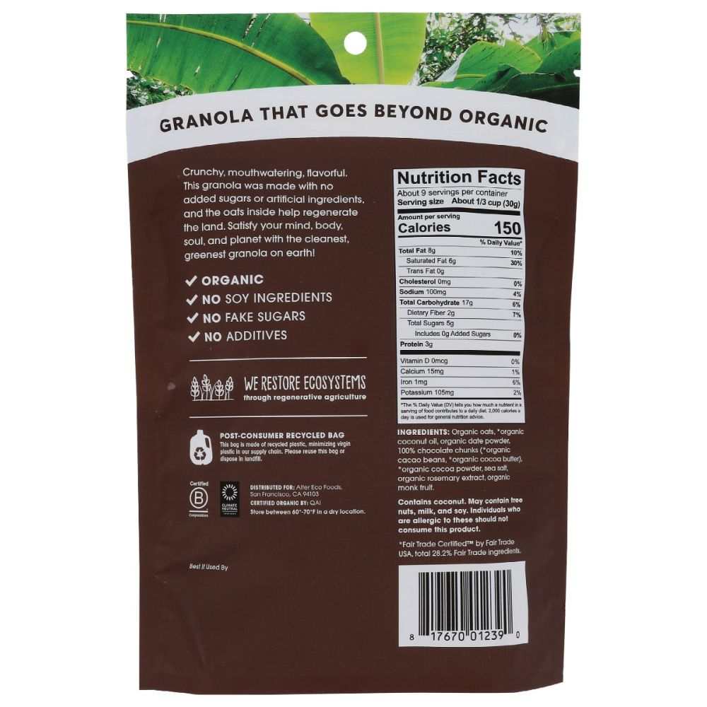 ALTER ECO: Dark Chocolate Organic Granola, 8 oz