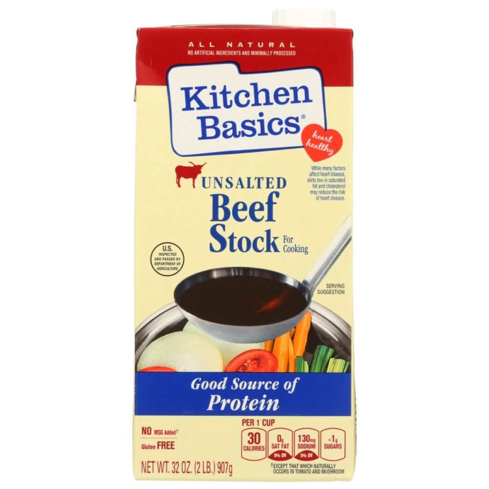 Kitchen Basics® Unsalted Beef Stock - Full Bodied Bold Flavor, 32 oz