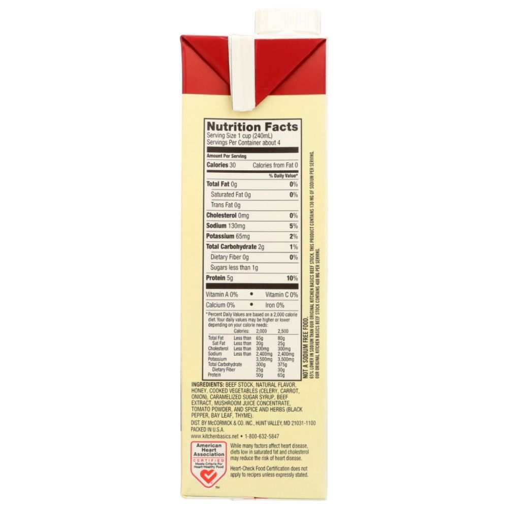 Kitchen Basics® Unsalted Beef Stock - Full Bodied Bold Flavor, 32 oz