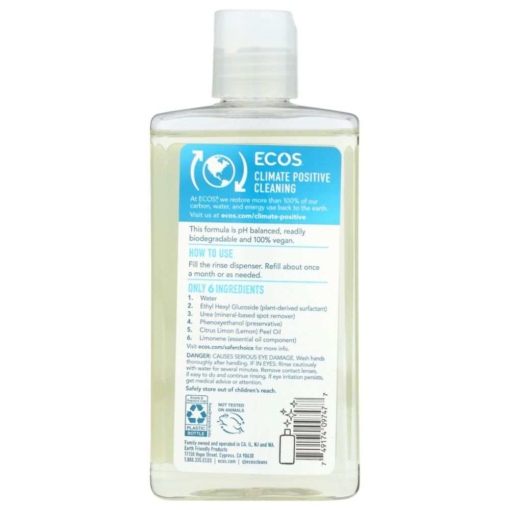 ECOS Rinse Aid Perfect for Shine & Freshness | 8oz Natural Lemon Scent