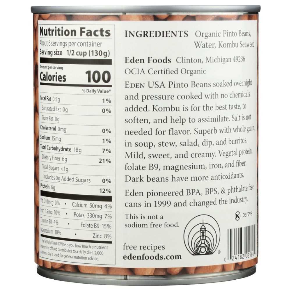 EDEN FOODS: Organic Pinto Beans, 29 oz