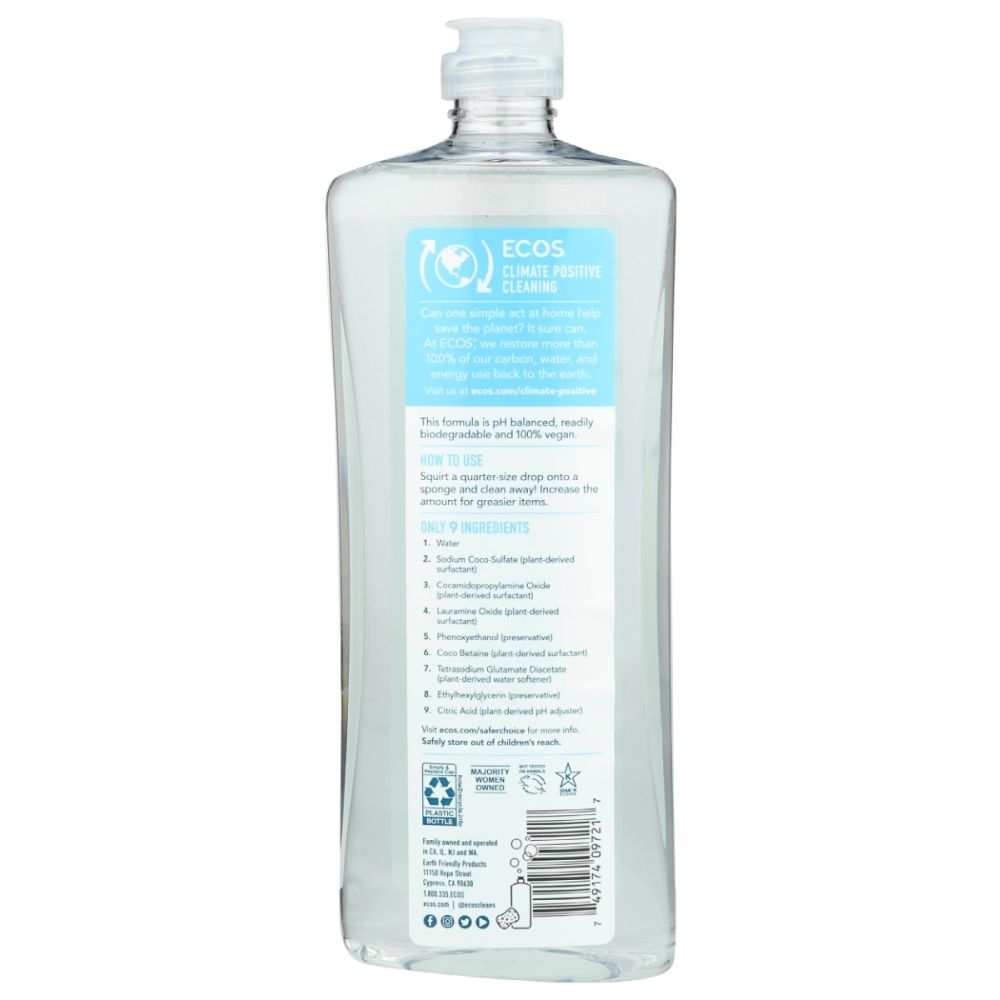 ECOS dish soap Free & Clear|Safer, Plant-Based Formula, Hypoallergenic
