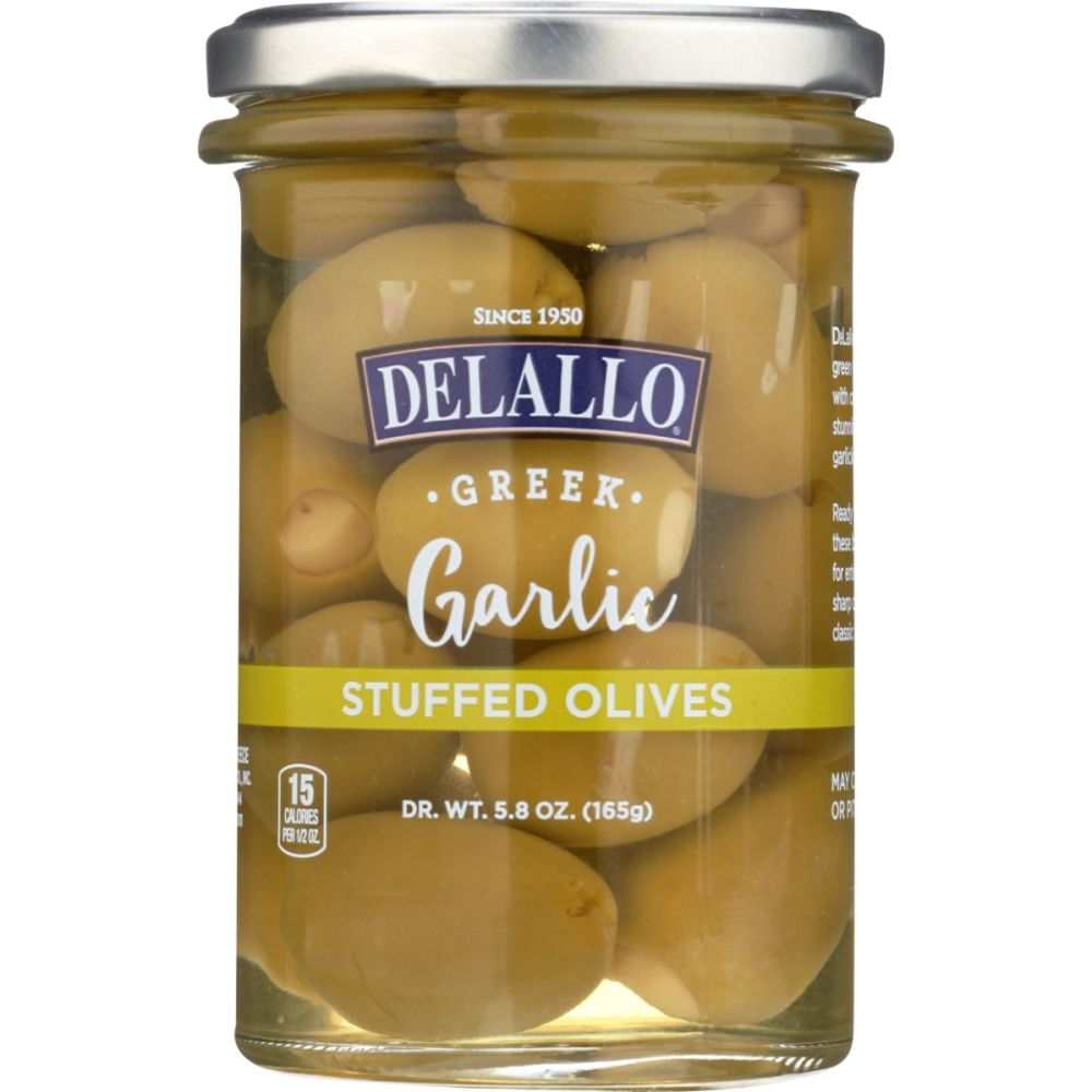 DELALLO: Garlic Stuffed Olives Jar, 5.8 oz