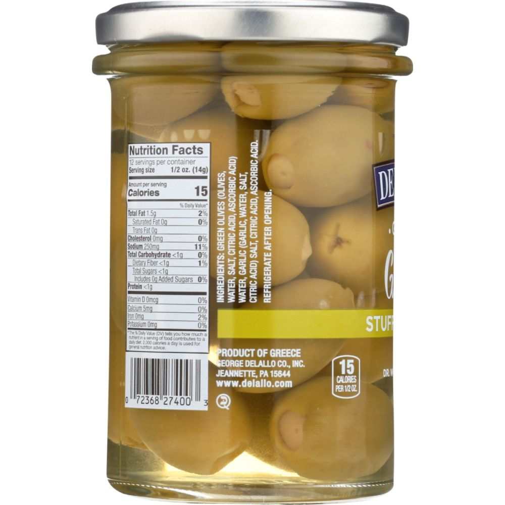 DELALLO: Garlic Stuffed Olives Jar, 5.8 oz