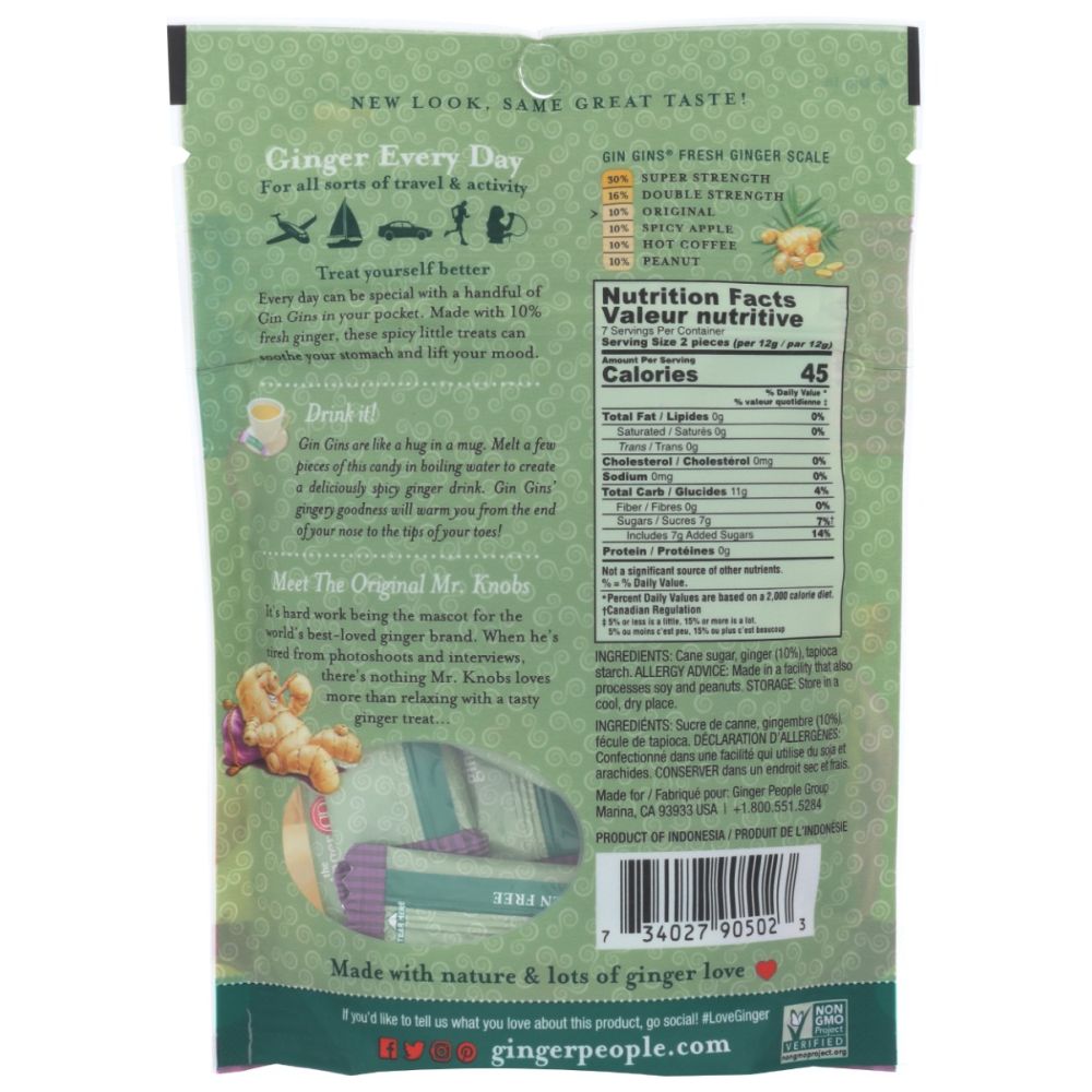 THE GINGER PEOPLE: Gin Gins Original Ginger Chews, 3 oz