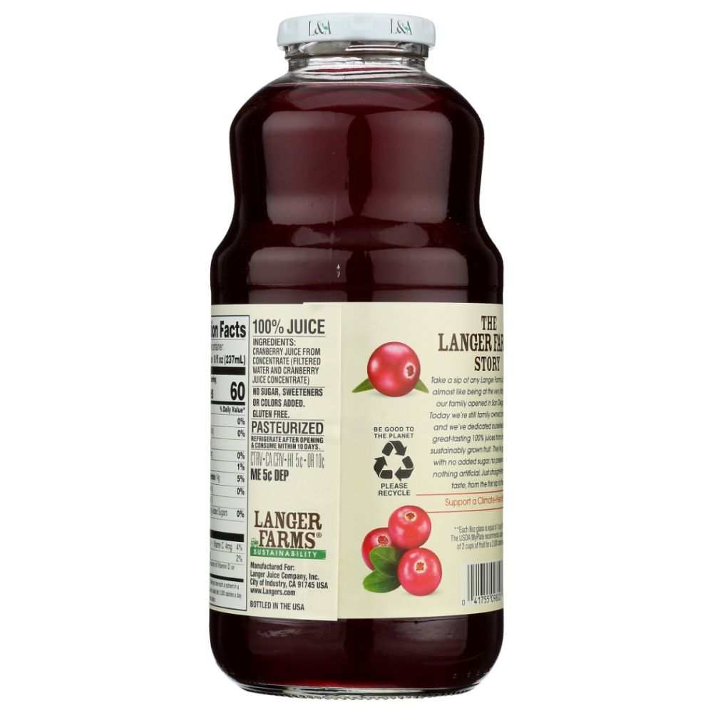 L & A JUICE: All Cranberry Juice, 32 fo