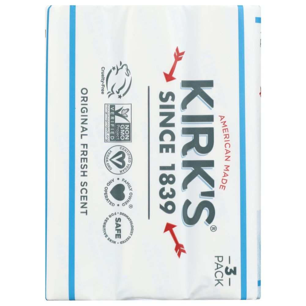 KIRKS: Original Fresh Scent - Bar Soap 3Pk, 12oz | Clean Gentle & Fresh