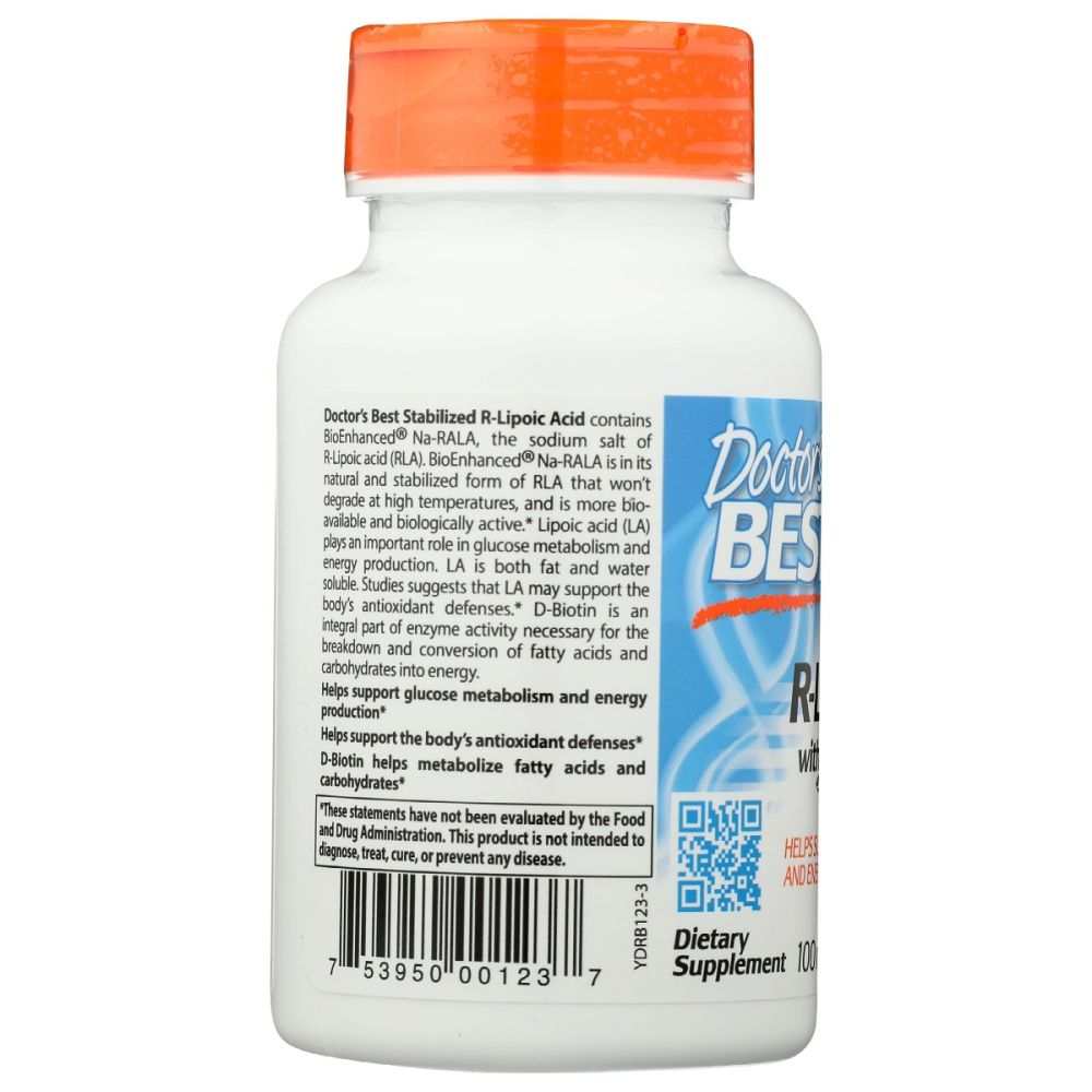 DOCTORS BEST: Stabilized R Lipoic Acid with BioEnhanced Na RALA 100Mg, 60 vc