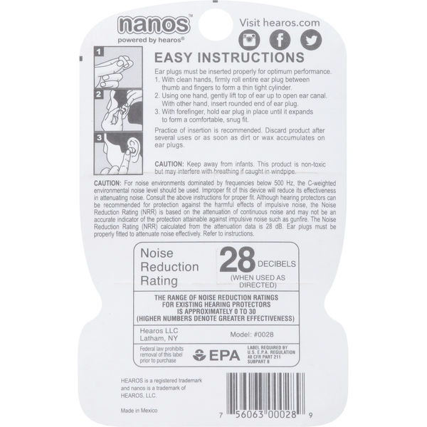 HEAROS Ear Plug, Extra Small