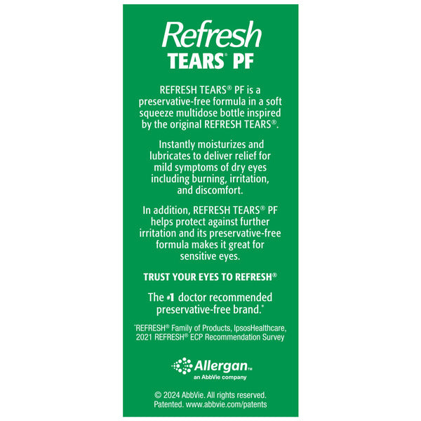 Refresh Tears PF Preservative-Free Artificial Tears Lubricant Eye Drops