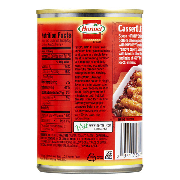 Hormel Tamales Beef in Chili Sauce, 15 OZ