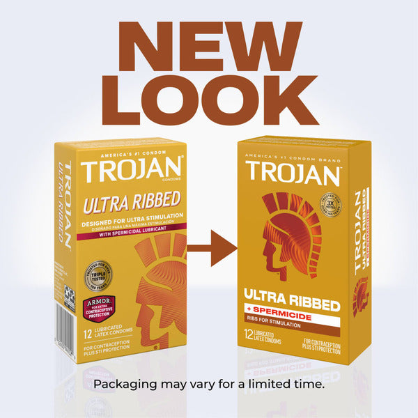 Trojan Ultra Ribbed Plus Spermicide Latex Lubricated Ribbed Condoms