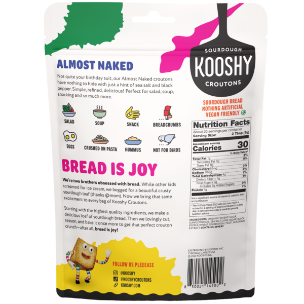 Kooshy Sourdough Croutons, Sea Salt & Black Pepper (Almost Naked)