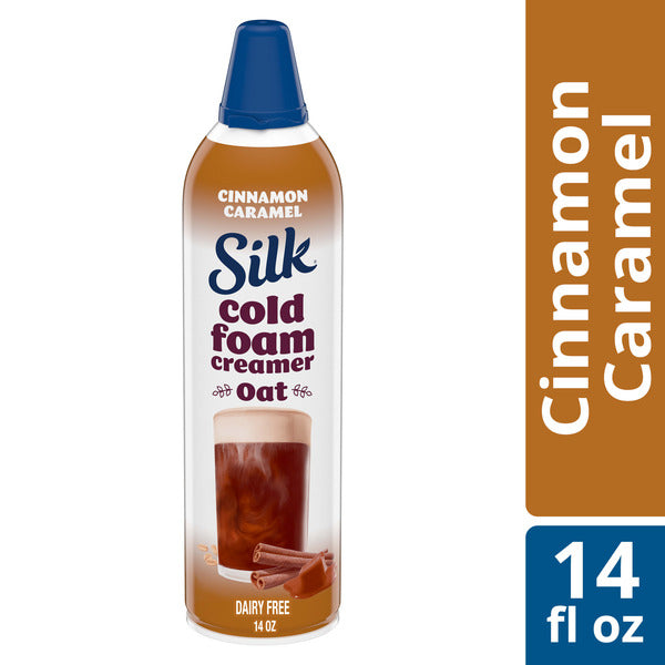 Silk Plant-Based Cold Foam Creamer, Cinnamon Caramel Oat Creamer, 14 OZ Can
