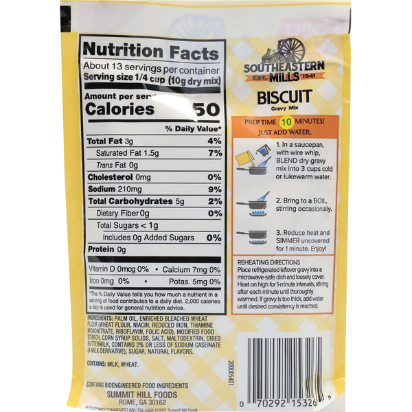 Southeastern Mills Gravy Mix, Biscuit, Family Size