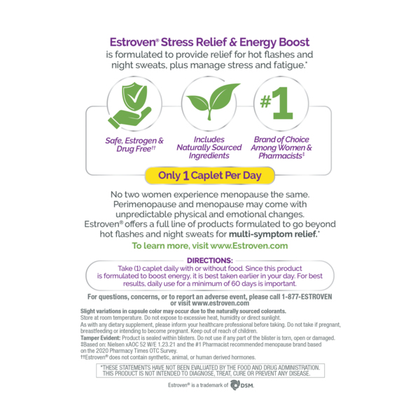 Estroven Menopause Relief Stress Relief & Energy Boost Caplets
