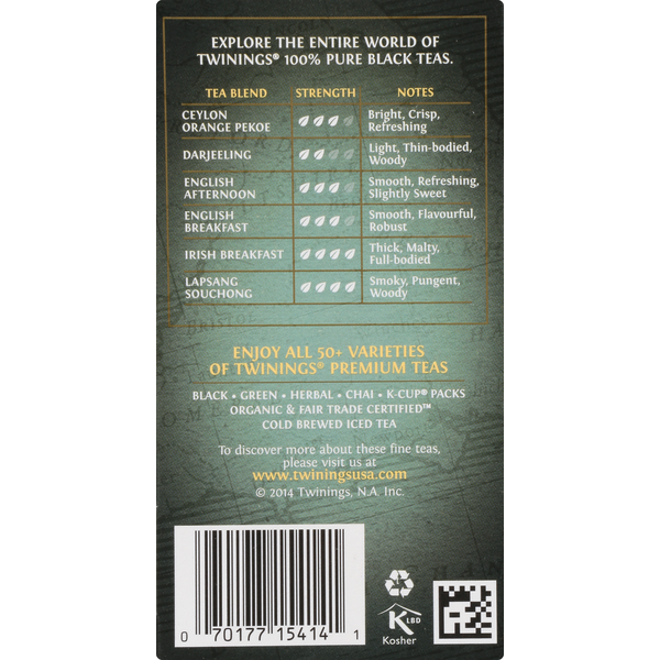 Twinings Black Tea, 100% Pure, Prince of Wales, Tea Bags