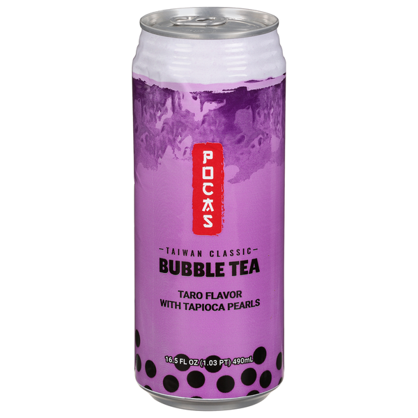 Pocas Bubble Tea, Taro Flavor with Tapioca Pearls, Taiwan Classic