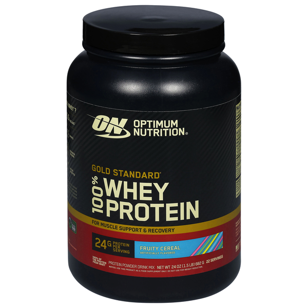 Optimum Nutrition 24g protein, 5.5g BCAAs, fast-digesting whey protein