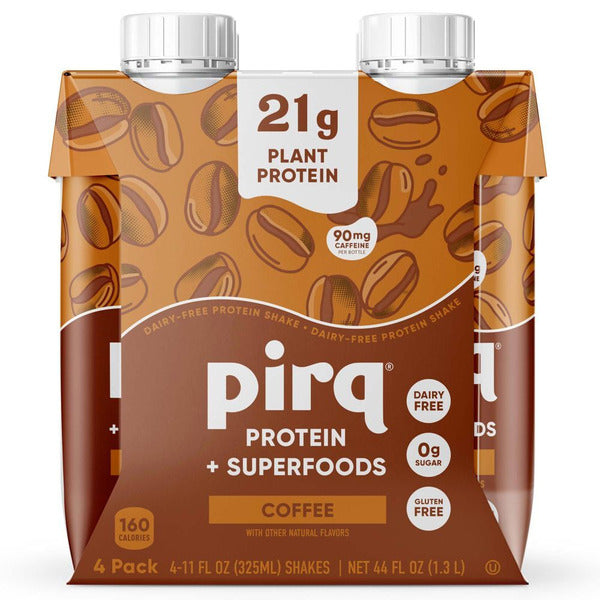Pirq 21g Plant Based Protein Shakes, Coffee