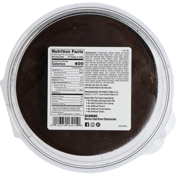 The Father’s Table Dunkin' Mocha Cold Brew Cheesecake with a Cold Foam Swirl