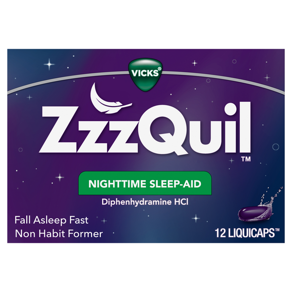 Vicks ZzzQuil Sleep Aid Liquidcaps, 50mg Diphenhydramine HCI