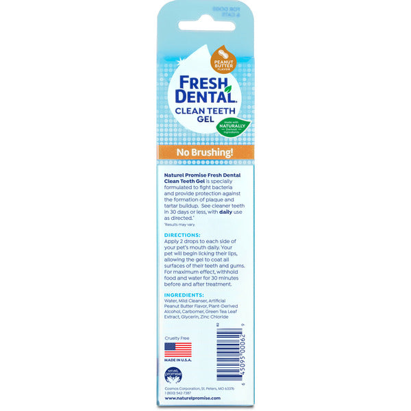 Naturel Promise Fresh Dental No Brushing Clean Teeth Dental & Oral Care Peanut Butter Gel for Pets