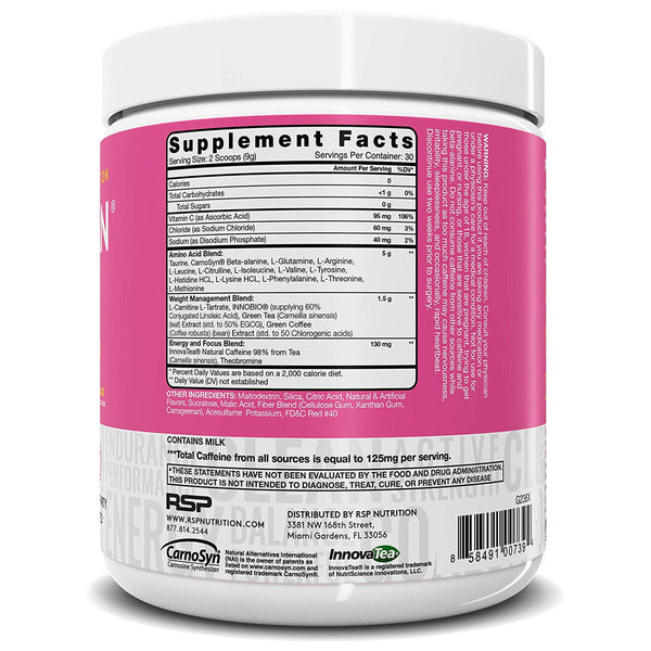 RSP Nutrition AminoLean Preworkout Energy, Pink Lemonade