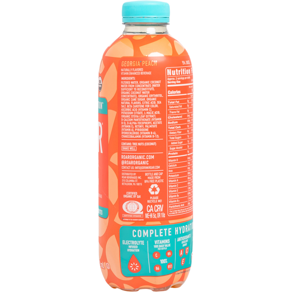 ROAR Organic Vitamin Enhanced Beverage, Organic, Georgia Peach
