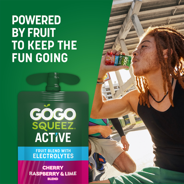 GoGo Squeez Active Electrolyte Cherry Raspberry & Lime Fruit Blend