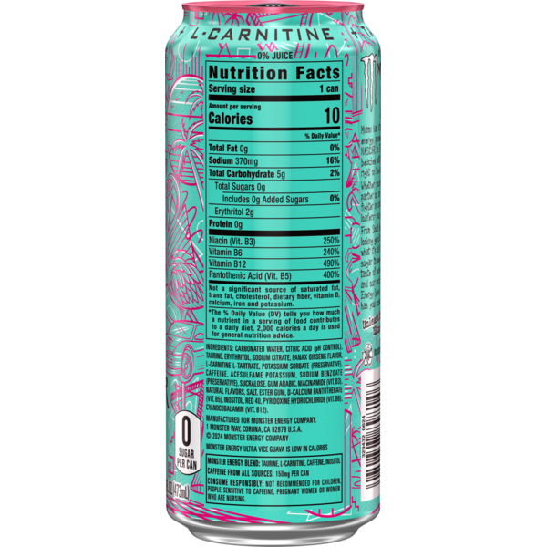 Monster Energy Ultra Ultra Vice Guava Zero Sugar Energy Drink