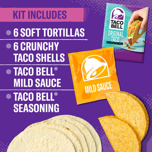 Taco Bell Taco Dinner Kit with Soft Tortillas, Crunchy Taco Shells, Mild Sauce & Seasoning